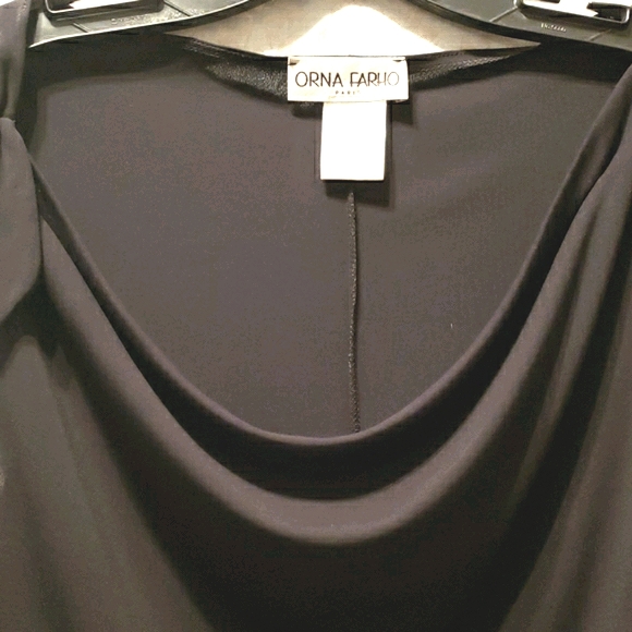 ORNA FARHO PARIS BLACK CROP DRAPE TANK TOP SZ M - Picture 3 of 8